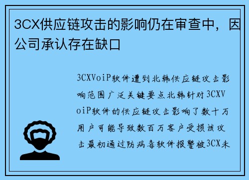 3CX供应链攻击的影响仍在审查中，因公司承认存在缺口 