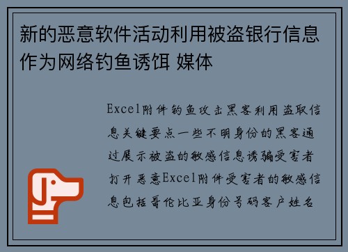 新的恶意软件活动利用被盗银行信息作为网络钓鱼诱饵 媒体